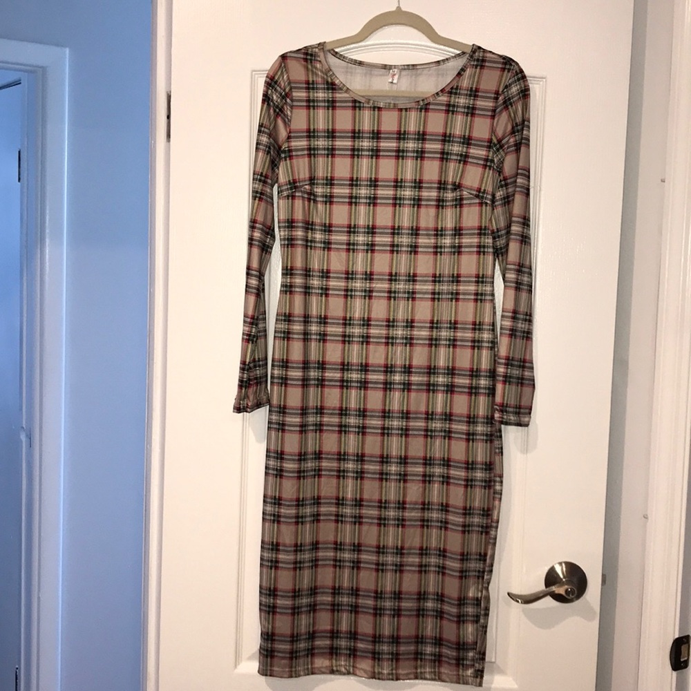 NWT Beige plaid dress